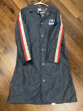 Vintage USPS Navy Blue Postal uniform long  raincoat Work Jacket small